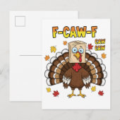 Invitation Carte Postale Thanksgiving Turkey Cawing F-Caw-F (Devant / Derrière)
