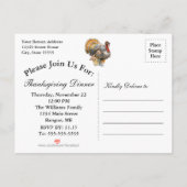Invitation Carte Postale Thanksgiving Turkey Rustic Save the Date (Dos)