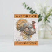 Invitation Carte Postale Thanksgiving Turkey Rustic Save the Date (Debout devant)