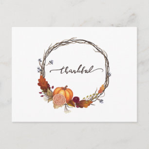 Invitation Carte Postale Thanksgiving Wreath