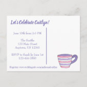 Invitation Carte Postale Théière de fête de douche de mariée 'Vous êtes inv (Dos)