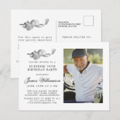 Invitation Carte Postale Thème de golf 70ème SURPRISE Anniversaire Photo (Devant / Derrière)