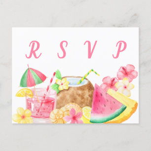 Invitation Carte Postale Thème de soirée Hawaïenne Luau RSVP