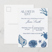 Invitation Carte Postale Thème d'invitation de douche de mariée côtière (Devant / Derrière)