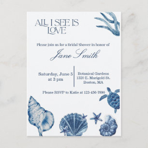 Invitation Carte Postale Thème d'invitation de douche de mariée côtière 