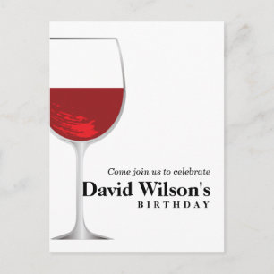 Invitation Carte Postale thème du vin, anniversaire des hommes
