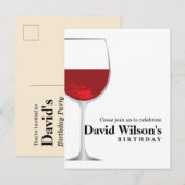 Invitation Carte Postale thème du vin, anniversaire des hommes (Devant / Derrière)