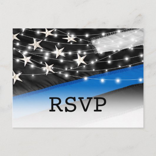 Invitation Carte Postale Thin Blue Line | Police Force RSVP (Devant)