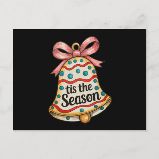 Invitation Carte Postale Tis The Season Christmas Bell Xmas Holiday Family
