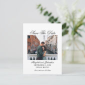 Invitation Carte Postale Toile & Calligraphie Enregistrer La Date Photo Car (Debout devant)