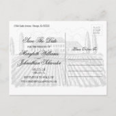 Invitation Carte Postale Toile & Calligraphie Mariage Enregistrer La Date C (Dos)