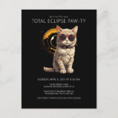 Invitation Carte Postale Total Solaire Eclipse 2024 Fun Cat Viewing Party (Devant)