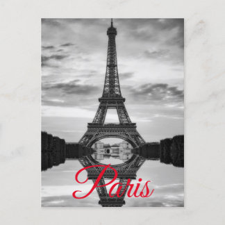 Invitation Carte Postale Tour Eiffel Noir Blanc Paris Voyage en Europe