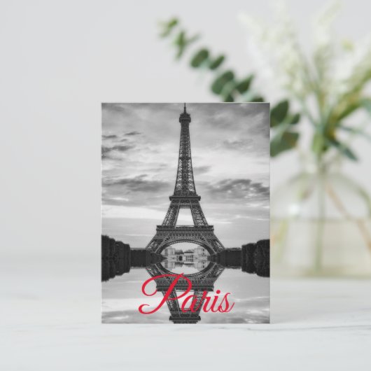 Invitation Carte Postale Tour Eiffel Noir Blanc Paris Voyage en Europe (Debout devant)