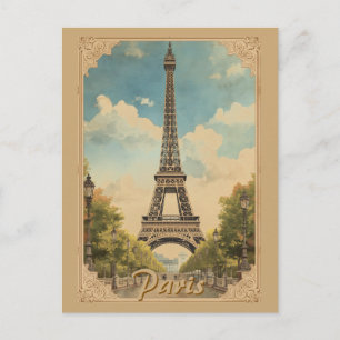 Invitation Carte Postale Tour Eiffel Paris Voyage Style Rétro Art Vintage