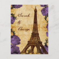 tour eiffel vintage violet Paris mariage rsvp