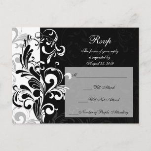 Invitation Carte Postale Tourbillon Noir et Blanc Contemporain