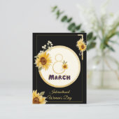 Invitation Carte Postale tournesol international Fête de la femme 2025 Mars (Debout devant)
