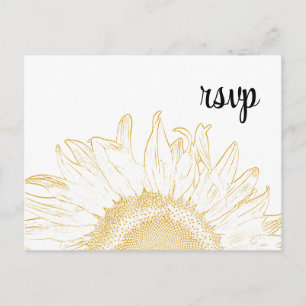 Invitation Carte Postale Tournesol Jaune Réponse RSVP de mariage graphique