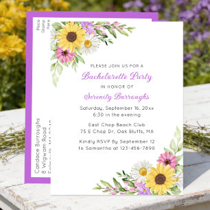Invitation Carte Postale Tournesol Marguerite Bohème Printemps Jardin Ente