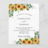 Invitation Carte Postale tournesol mariage eucalyptus boho élégant (Devant)