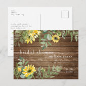 Invitation Carte Postale Tournesol rustique Botanique & Fête des mariées de (Devant / Derrière)