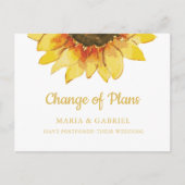 Invitation Carte Postale Tournesol rustique. Reporter le mariage Modifier l (Devant)
