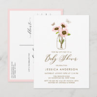 Tournesols roses dans le Baby shower Mason Jar