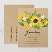 Invitation Carte Postale Tournesols rustiques chic Kraft Papier Douche Coup (Devant / Derrière)