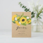 Invitation Carte Postale Tournesols rustiques chic Kraft Papier Douche Coup (Debout devant)
