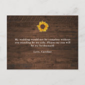 Invitation Carte Postale Tournesols Rustiques Serez-Vous Ma Femme D'Accueil (Dos)