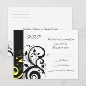 Invitation Carte Postale Tournure inversée jaune et noir (Devant / Derrière)