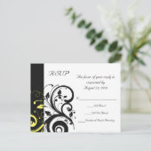 Invitation Carte Postale Tournure inversée noire et jaune (Debout devant)