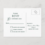 Invitation Carte Postale Tourteaux de neige rustiques en or vert Mariage d' (Dos)