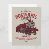 Invitation Carte Postale Tout À Bord De L'Express Hogwarts (Devant / Derrière)