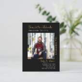 Invitation Carte Postale Toute année Black Gold Photo Anniversaire (Debout devant)
