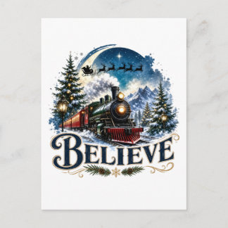 Invitation Carte Postale Train de Noël Croire