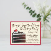 Invitation Carte Postale Tranche de gâteau forêt noire de fête d'anniversai (Debout devant)