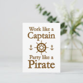 Invitation Carte Postale Travailler Comme Une Partie Capitaine Comme Un Pir (Debout devant)