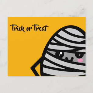 Invitation Carte Postale Trick ou traitement - Halloween - momie des oeufs