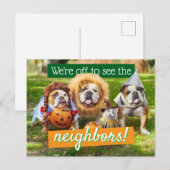 Invitation Carte Postale Trois Bulldogs en costumes (Devant / Derrière)