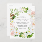 Invitation Carte Postale Tropical Floral Greenery Mariage (Devant / Derrière)