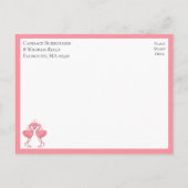 Invitation Carte Postale Tropical Pink Flamingo Beach Rehearsal Dinner (Dos)