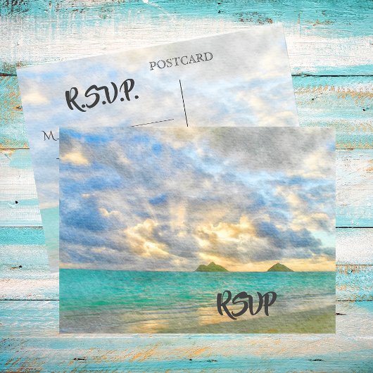 Invitation Carte Postale Tropical Turquoise Paradise RSVP