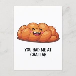 Invitation Carte Postale Tu m'as eu au pain Challah Hanukkah Juif