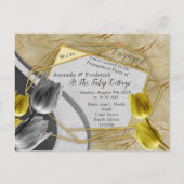 Invitation Carte Postale Tulipes gris et jaune sur la texture. (Devant)