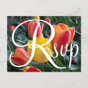 Invitation Carte Postale Tulipes rouges et jaunes Photo RSVP contemporain