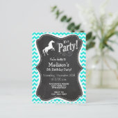 Invitation Carte Postale Turquoise, Aqua Color Chevron; Equestre (Debout devant)