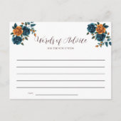 Invitation Carte Postale Turquoise et brûlé Orange Mariage Mots de conseil (Devant)