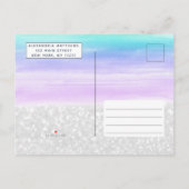 Invitation Carte Postale Turquoise Lavender White Parties scintillant Dolph (Dos)